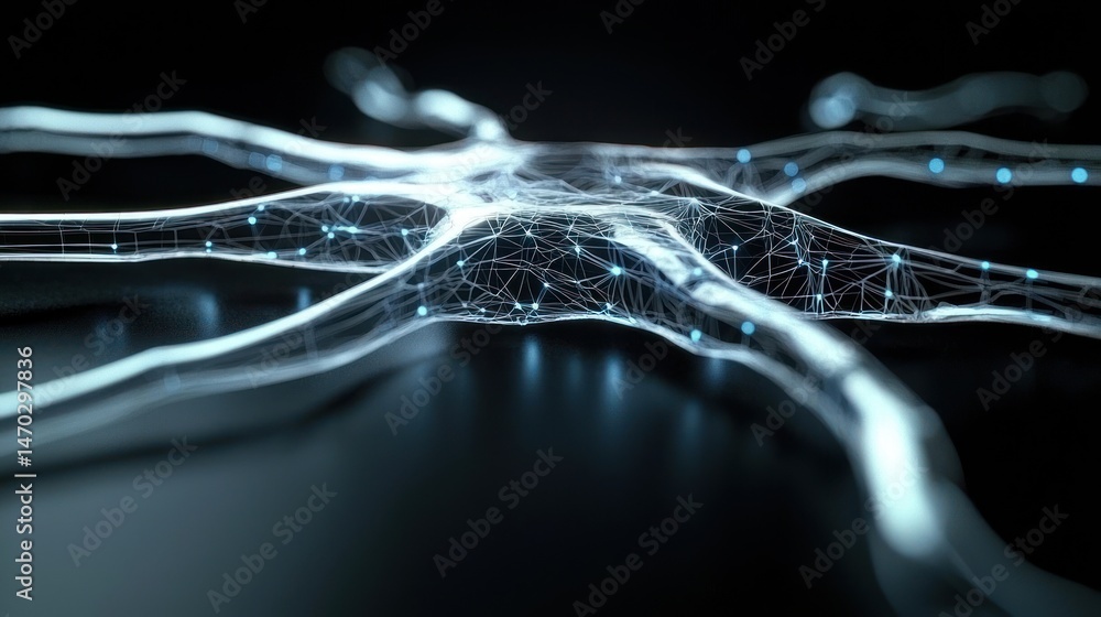 Poster A complex diagram depicting a network with connected filaments and nodes