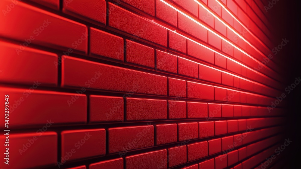 Poster red brick wall background with subtle light creating textured and warm atmosphere for design project