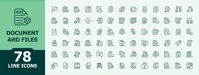 Document And Files line icon set. Minimal icons collection. Signs for web and mobile app. List icon set. Contains such icons as report, page, document, data, list and more.