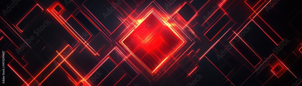 Poster abstract red light rays and geometric shapes forming a dynamic background with a modern futuristic a
