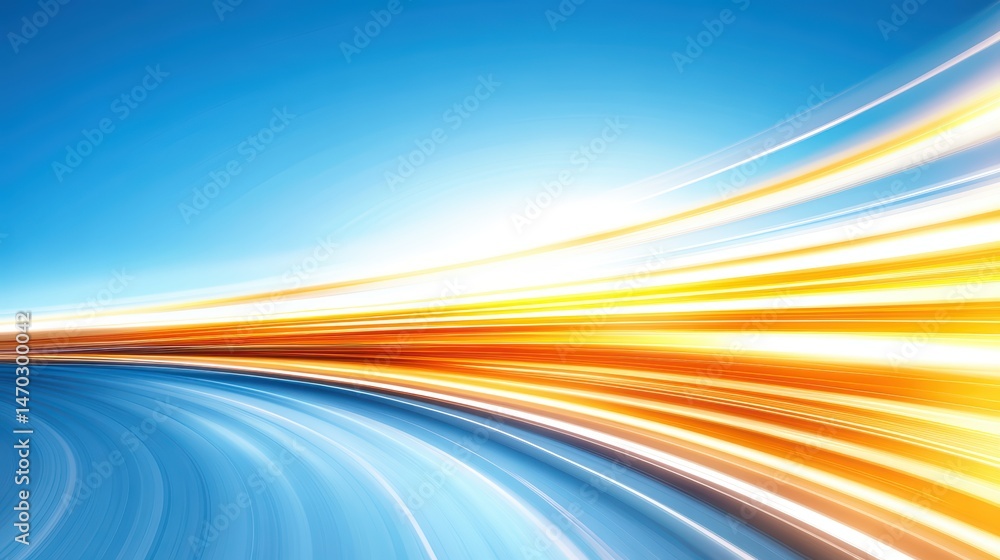 Poster vibrant abstract background with smooth flowing lines and dynamic light effects in blue and orange h