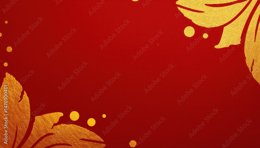 Fototapete textured red and gold abstract background with circular elements and diagonal streaks for branding, 