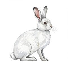 Obraz premium White Rabbit Watercolor Painting