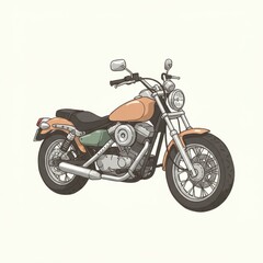 Obraz premium Orange and Gray Retro Motorcycle Illustration