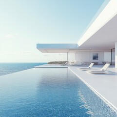 Fototapeta premium House by ocean with pool