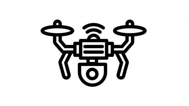 Animated drone icon suitable for technology websites, techrelated designs, engineering presentations, or aerial technology concepts