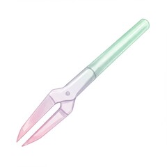 Fototapeta premium Pastel Pink And Green Double Pronged Fork Utensil