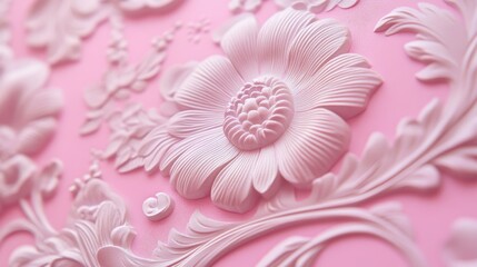 Close-up of textured pink wallpaper with subtle pattern