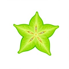 Bright Green Starfruit Closeup on White Background