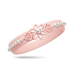 Pink Pearl Flower Bracelet with Crystal Accents