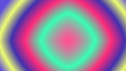 Vibrant concentric rings of pastel hues create a luminous, abstract diamond shape