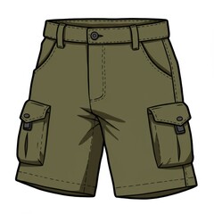 Olive Green Cargo Shorts with Multiple Pockets