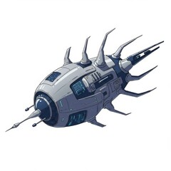 Futuristic Spaceship Design with Spikes and Organic Shapes