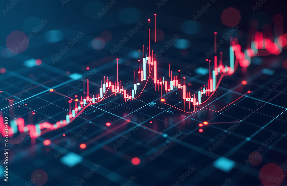 Poster generative ai represents financial crisis abstract tech background complex stock market chart lines