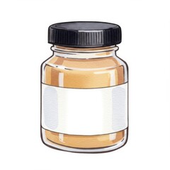 Beige Glass Jar with Blank Label Watercolor Illustration