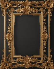 Intricate gold scroll frame, vintage floral details, scroll, royal