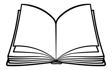 black illustration of an open book without background