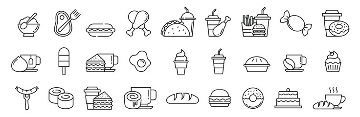 Varied food icons A culinary lineup