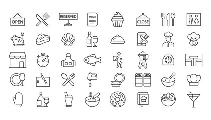 Restaurant icons depicting various culinary elements