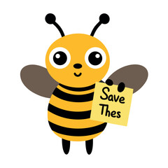 Cartoon Bee Save the Bees Sign