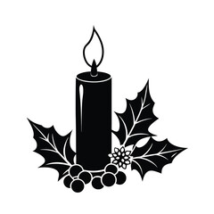 charismas holiday candle with holly berries 