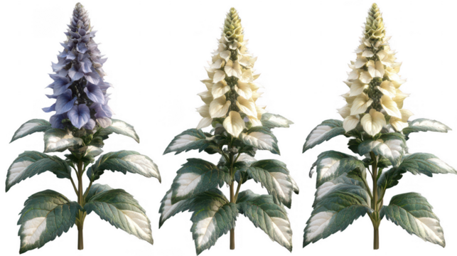 Elegant Digitalis Plants with Variegated Leaves on PNG transparent background