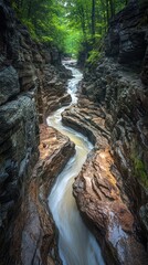 Obraz premium Winding stream through rocky gorge