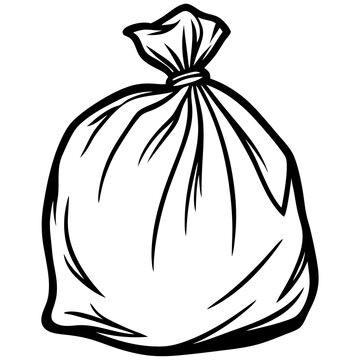 結ばれたゴミ袋の線画 / Tied garbage bag line art