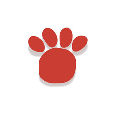 赤の動物足跡　シャドウ入り　グラフィック素材 