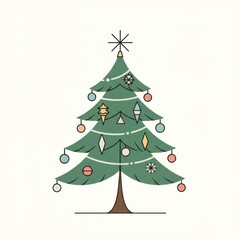 Obraz premium Retro Christmas Tree with Pastel Ornaments
