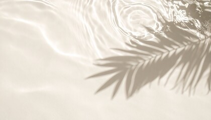 Fototapeta premium Sunlit crystal-clear water with gentle ripples, casting soft reflections and overlaid with the shadow of a palm
