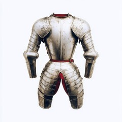 Cut-Out Image of Medieval Armor Isolated on White Background, Featuring Full Plate Design and Historical Details, Ideal for Educational, Gaming, and Fantasy-Themed Visual Concepts.