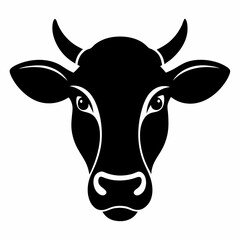 Black and white cow head vector on white background.