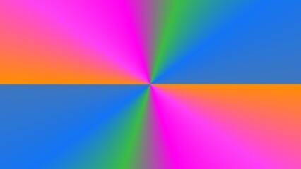 Vibrant radial gradient in pink, orange, and blue hues, creating a symmetrical, radiating pattern