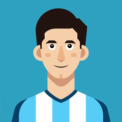 Single man vector on sky blue background.