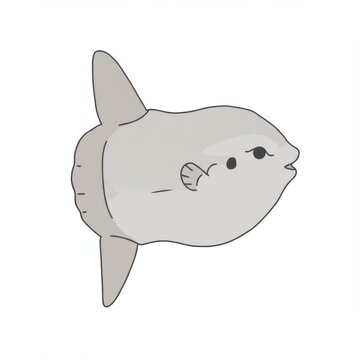 Gray Ocean Sunfish Illustration on White Background