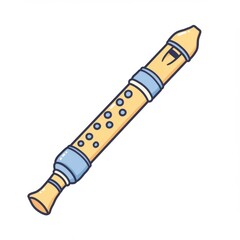 Naklejka premium Yellow and Blue Recorder Musical Instrument Illustration