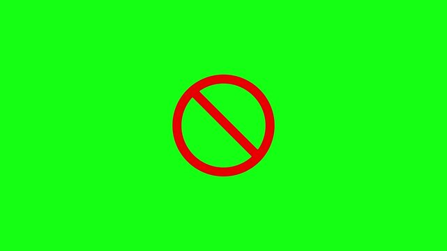 Prohibited icon green screen animated icon prohibited circle sign in red 4k looping.