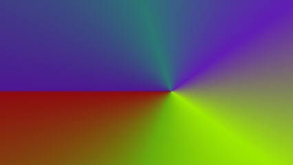 Abstract radial gradient artwork featuring a vibrant spectrum of colors transitioning from cool blues and purples to warm reds and greens