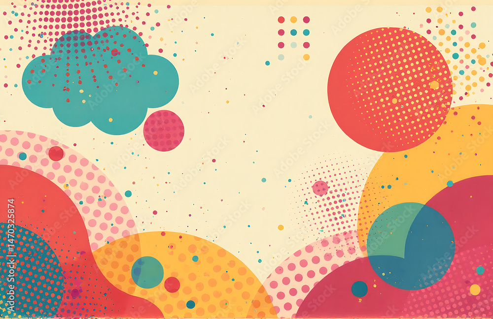 Poster colorful vintage abstract shapes created using generative ai mix halftone geometric grain textures p
