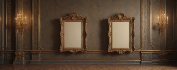 Elegant damask backdrop showcasing antique frames ,  design,  background