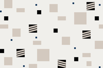 Geometric background of black, brown, blue square. Abstract geometric on cream-brown background. Minimalist, simple, modern, luxury, pastel for wallpaper, print, presentation, decor. Beige background.