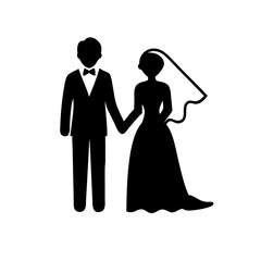 bride and groom Wedding Couple Silhouette vector Icon