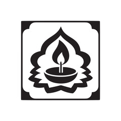 Diwali Diya Lamp – Black Silhouette Vector Design

