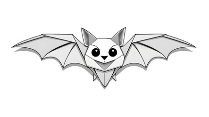 Obraz premium Intricate origami style cartoon bat illustration, folded paper texture, geometric precision
