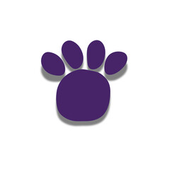 紫の動物足跡　シャドウ入り　グラフィック素材 