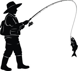 Obraz premium Vector Illustration Young Fisherman