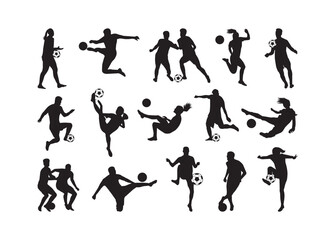 Soccer player vector bundle, Soccer player clipart, Soccer player silhouette.	
