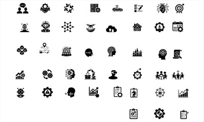Set of business icon, business process, commerce, learning, shopping, industry, customer service. Linear pictogram pack.