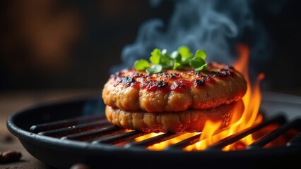 Sizzling corn on the cob being grilled over an open flame, showcasing a perfect char and vibrant colors
